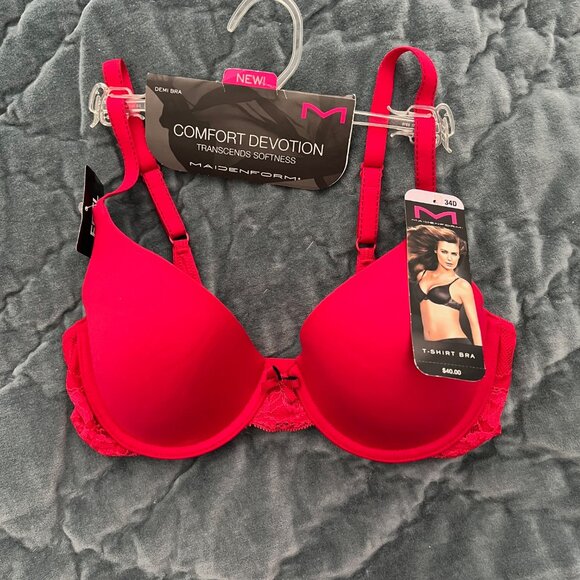 NWT Maidenform comfort devotion Bra ~ Tee shirt bra ~ 34D ~ RED - Picture 1 of 5